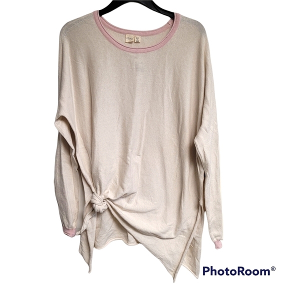 Cloth by Design Cream And Pink Oversized Layering Tie Sweater Top - Picture 2 of 9